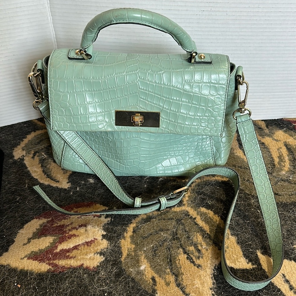 Kate Spade Crocodile Style Sea Foam Green Handbag